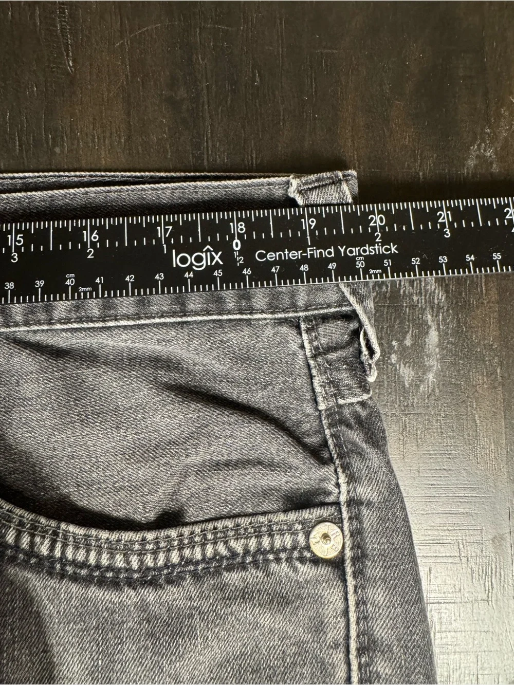 True Religion Ricky Straight Flap Jeans Size 36 Gray Black Wash 100% Cotton